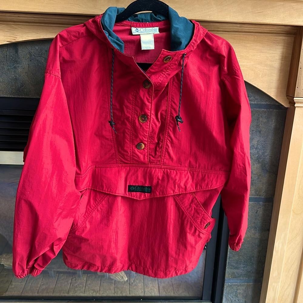 Columbia Red Shell Pullover Jacket Medium Vguc - image 1